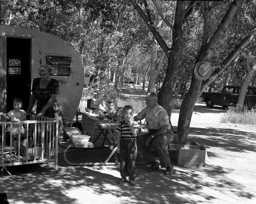 Trailer family camping in South Campground.