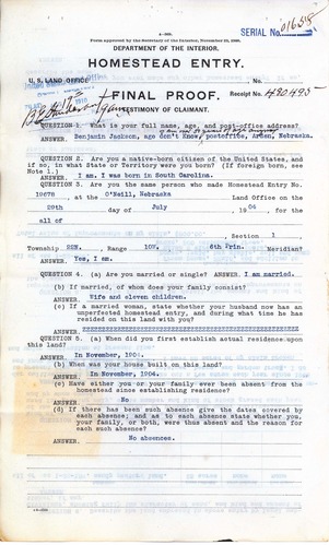 Scanned image of form. See description for text.