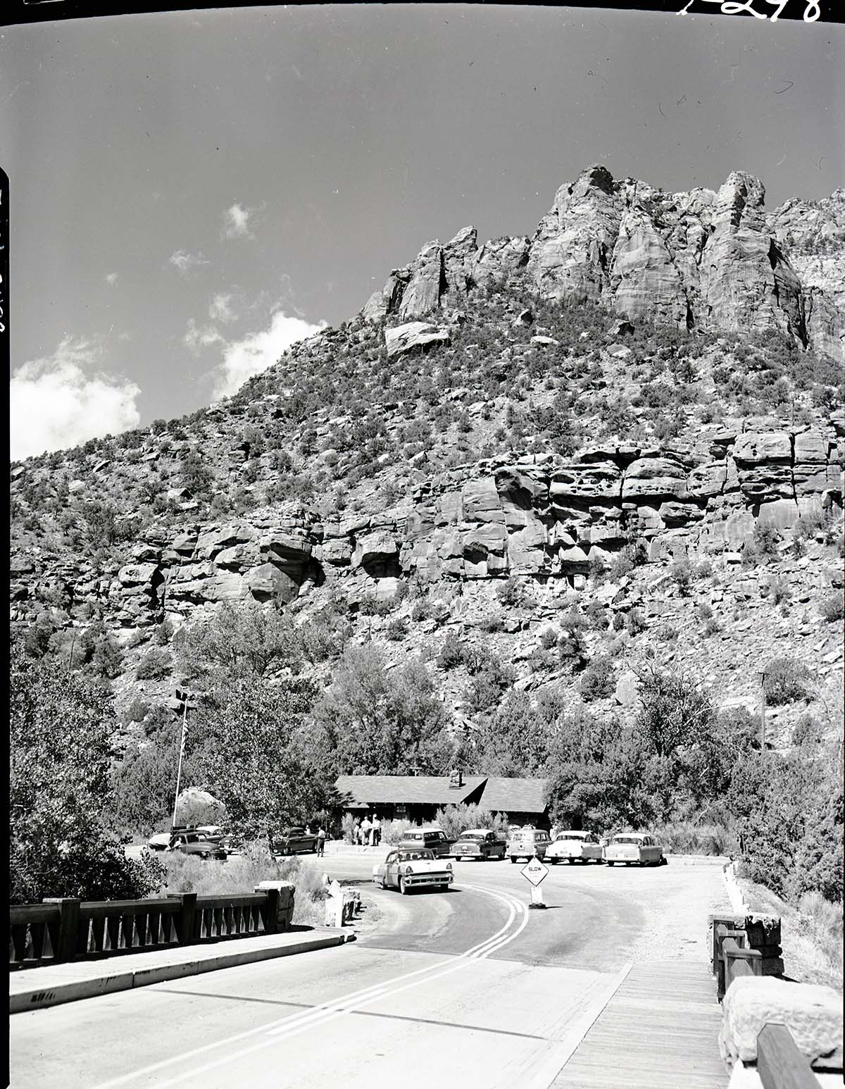 Parking location at Zion museum, indicative of a poor location on bad turn.