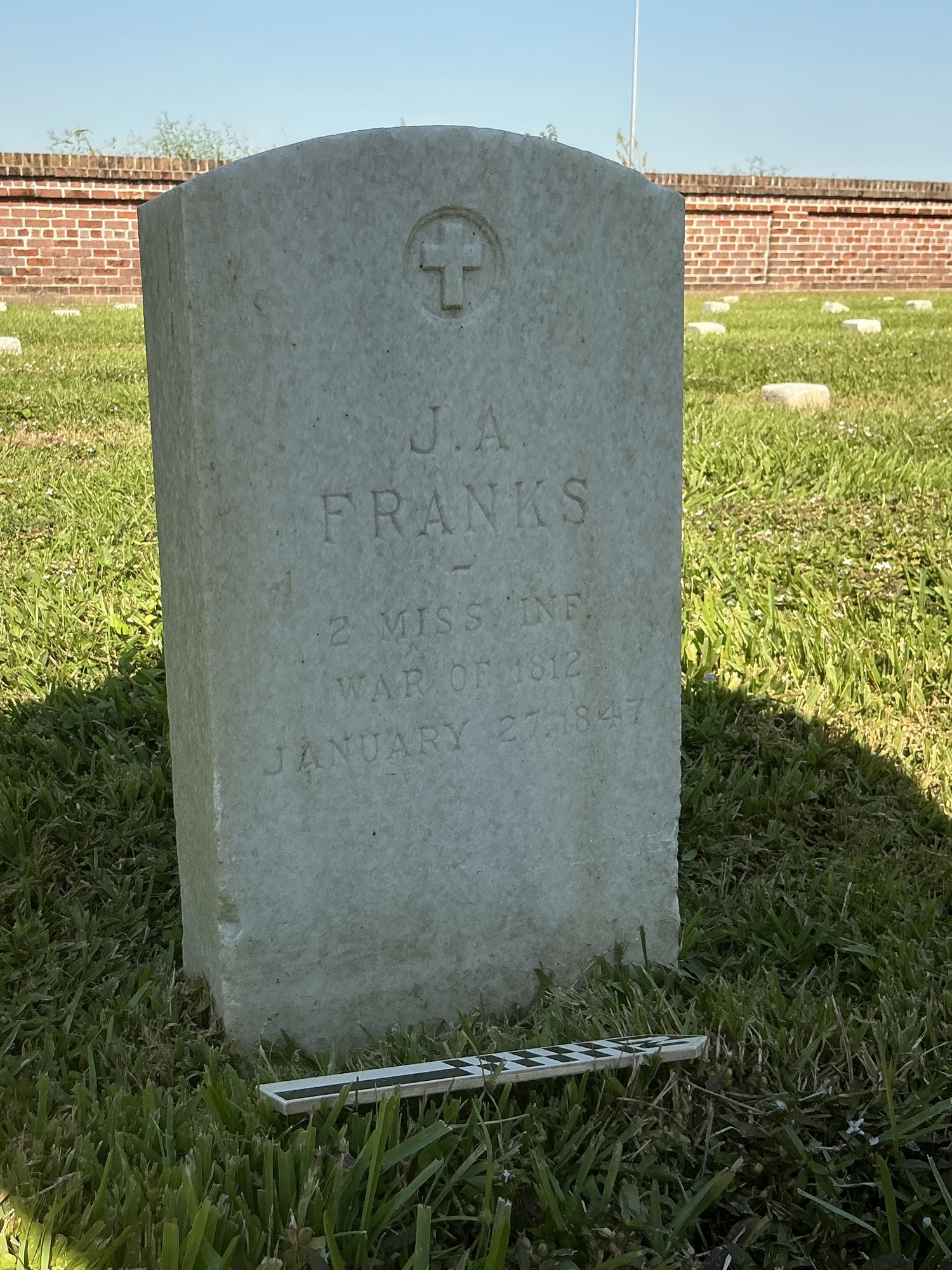 Extra image of upright marble headstone with flat face.