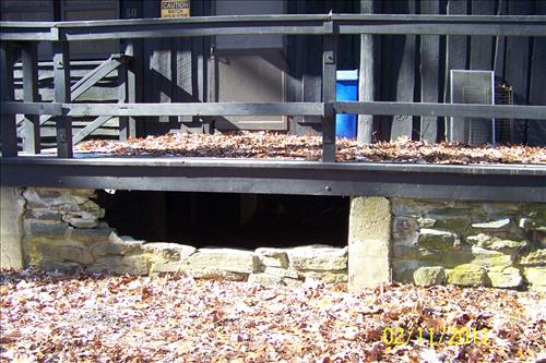 Repair and Repoint Stone walls on building 60 and 70 in Cabin Camp 1 (Goodwill) February 2011