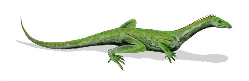 Four legged green reptile (artist rendering)