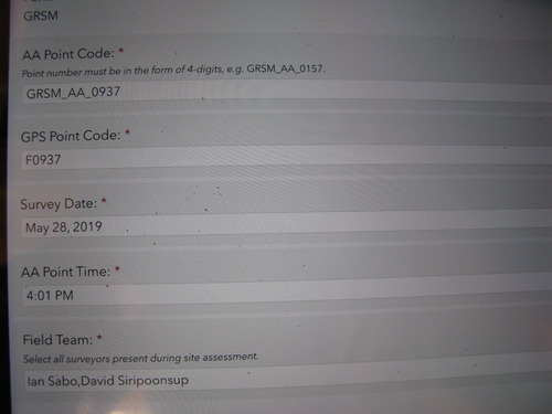GRSM Accuracy Assessment. Plot Code: GRSM_AA_0937_7