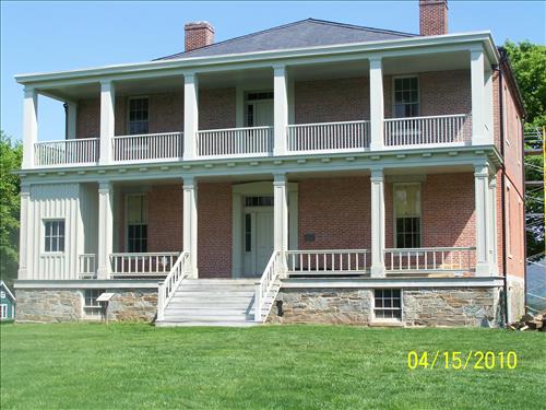 Historic Lockwood House west porch deck restored April 2010 in Harpers Ferry National Historical Park
