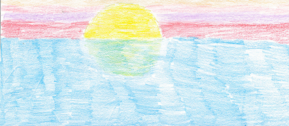 Child's drawing of Sleeping Bear Dunes scene
