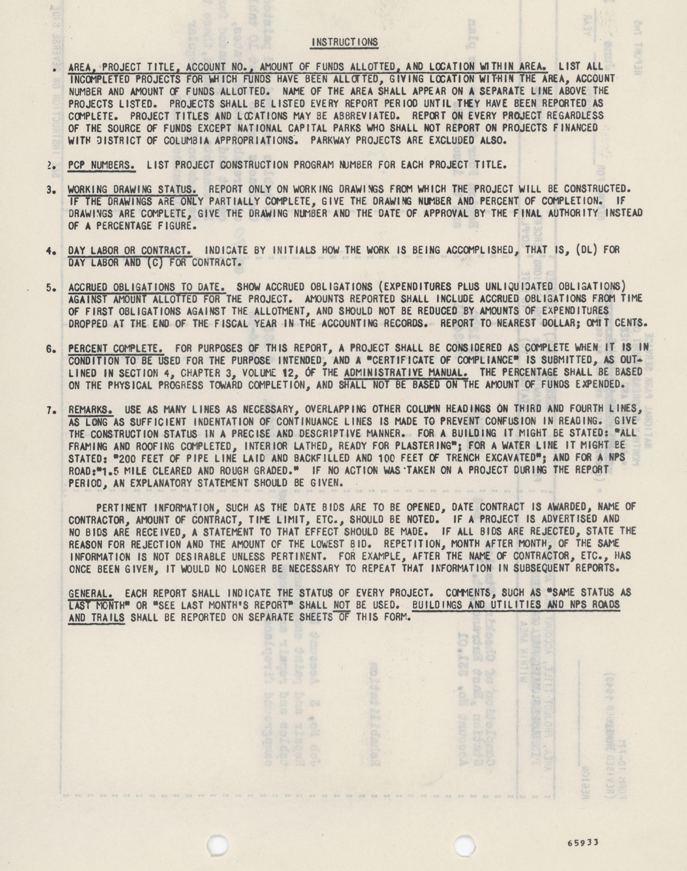 (Reverse) Monthly Progress Report on Physical Improvements or Minor Roads and Trails