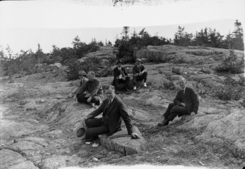 Picnic Party on Schoodic Head. ; (Facing Camera) (Names ; Enumerated on Back of Negative ; Envelope) ; July 18, 1923