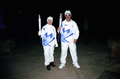 Color Photos of the ceremony surrounding the Olympic Torch passing through Zion.