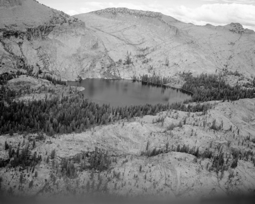 May Lake. Aerial photograph of flight over park.