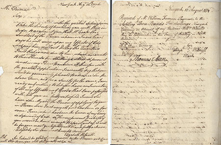 An 18th century handwritten letter in two pages on slightly browning paper.