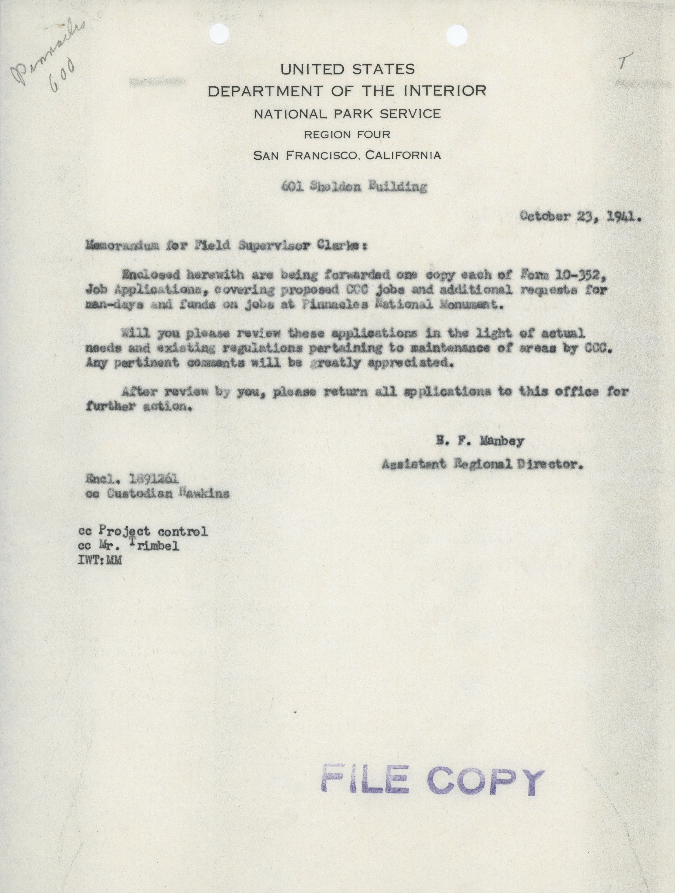 Project Construction Program Memorandum, Revised and Cancelled CCC Projects