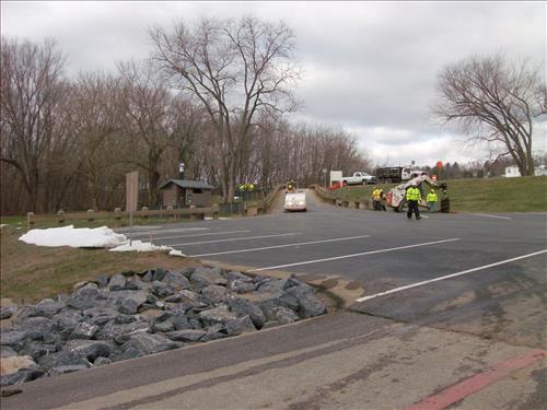 Timber Guardrail Installation at Brunswick Boatramp in January 2010