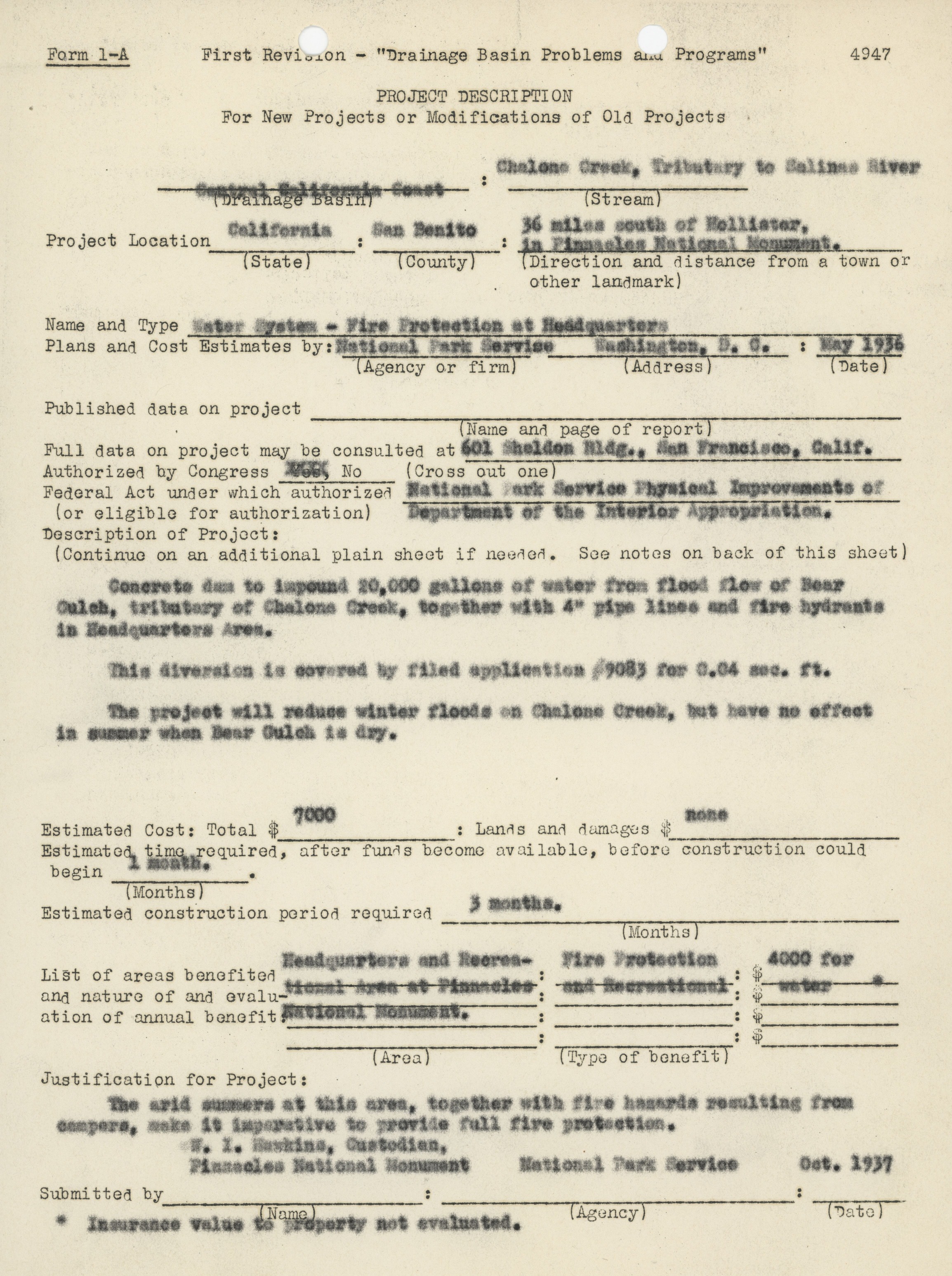 Fire Protection at Headquarters Water System Project Description