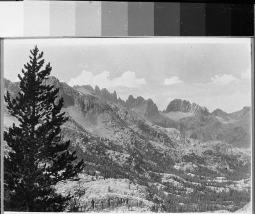 Minarets from the east side of the Sierra. Copied April 5, 1984 by Michael Dixon. Original 5 x 7 nitrate negative destroyed.