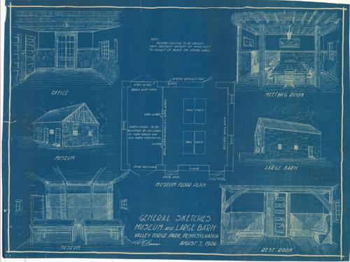 General Sketches, Museum and Large Barn, Valley Forge Park, PA