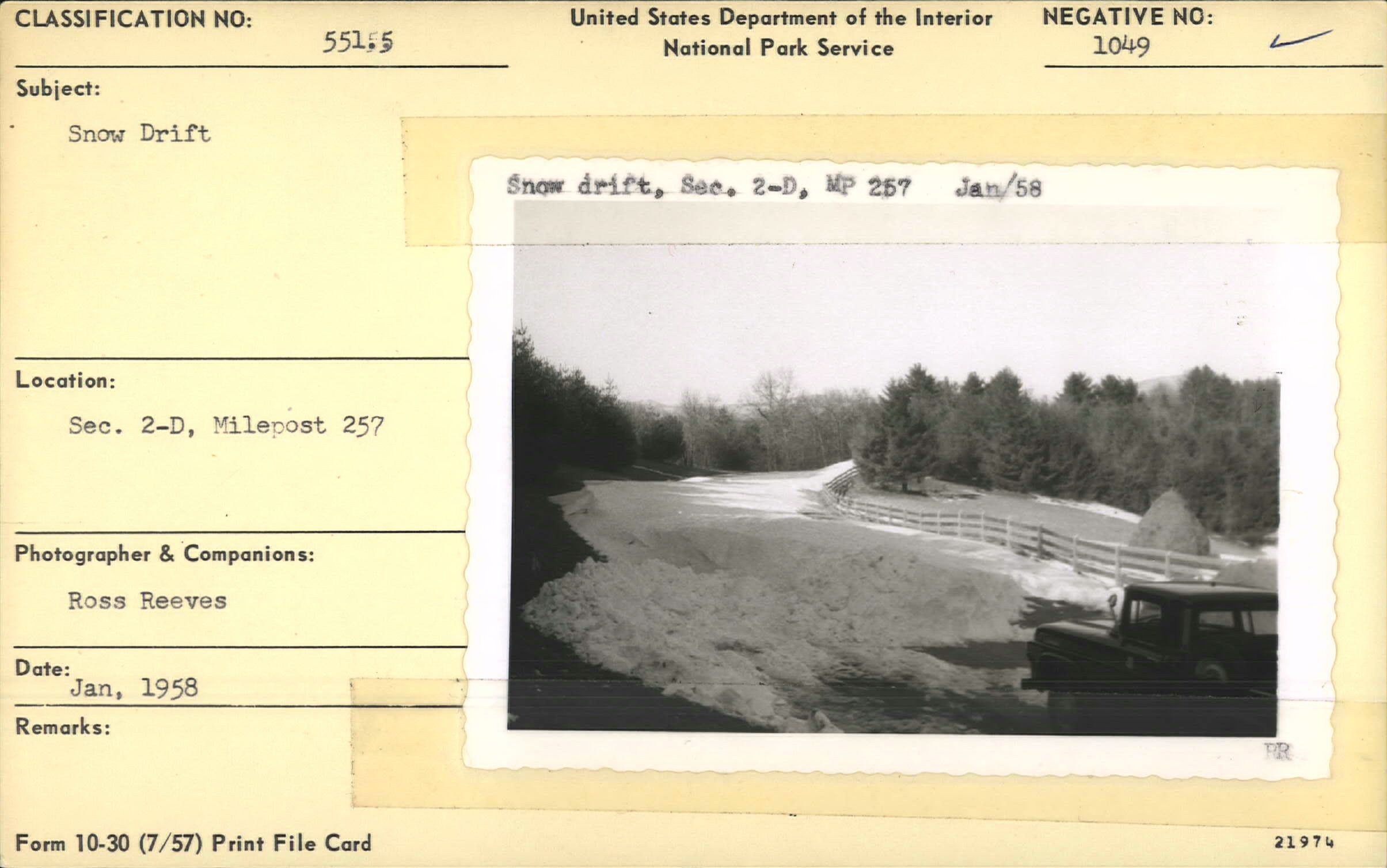 Snow drift along Parkway