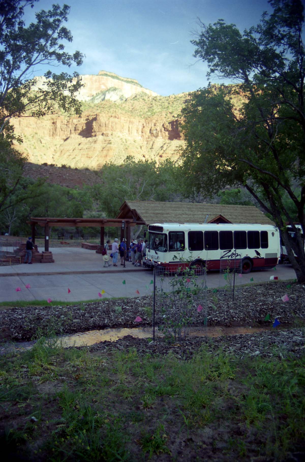 Color Photos of the official launch of the Zion shuttle system- same day as the new visitor center opening.