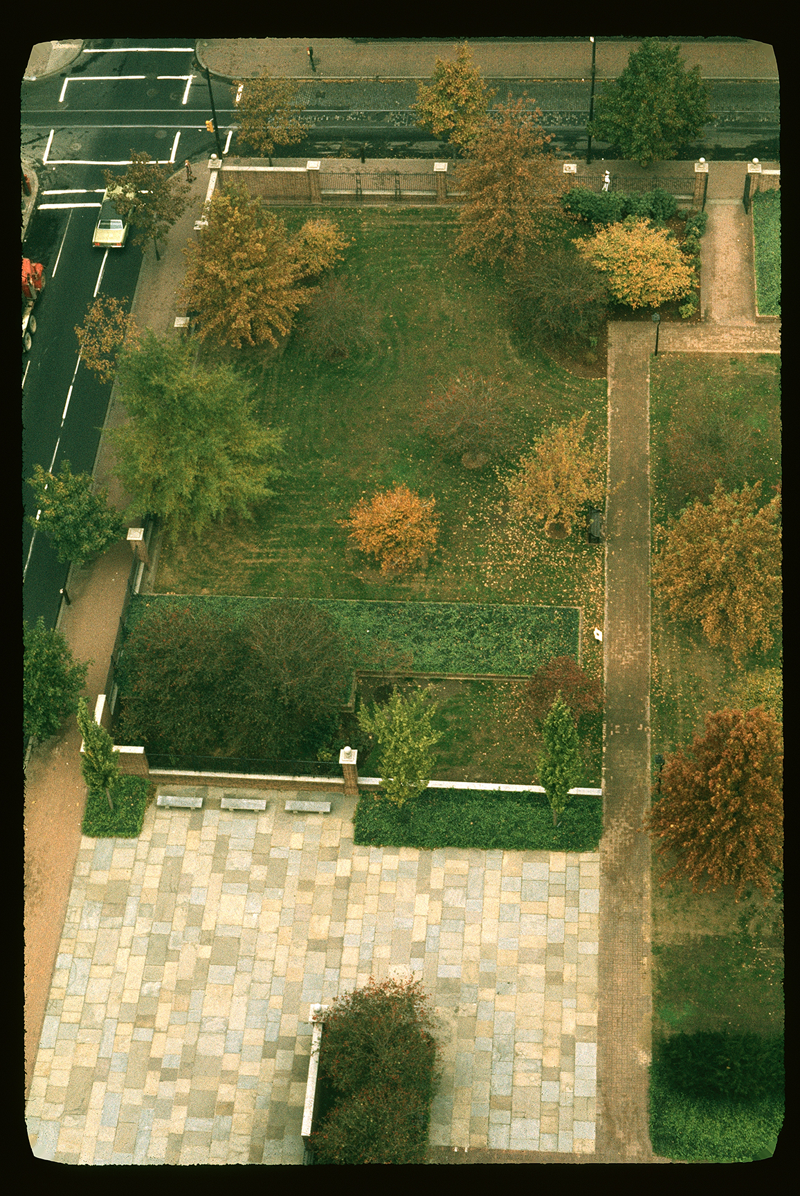 Irvin Bldg Park, southwest corner