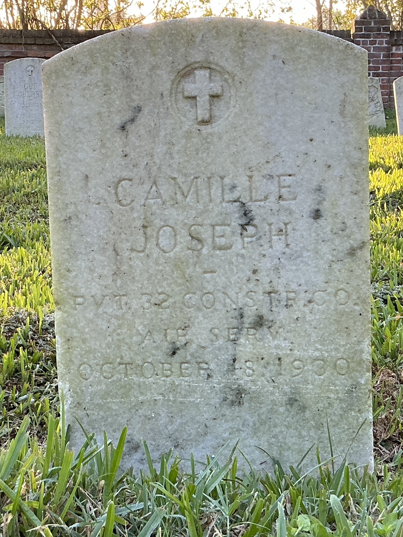 Front of upright marble headstone with flat face.