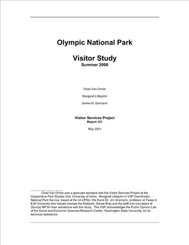 Olympic National Park Visitor Study: Summer 2000