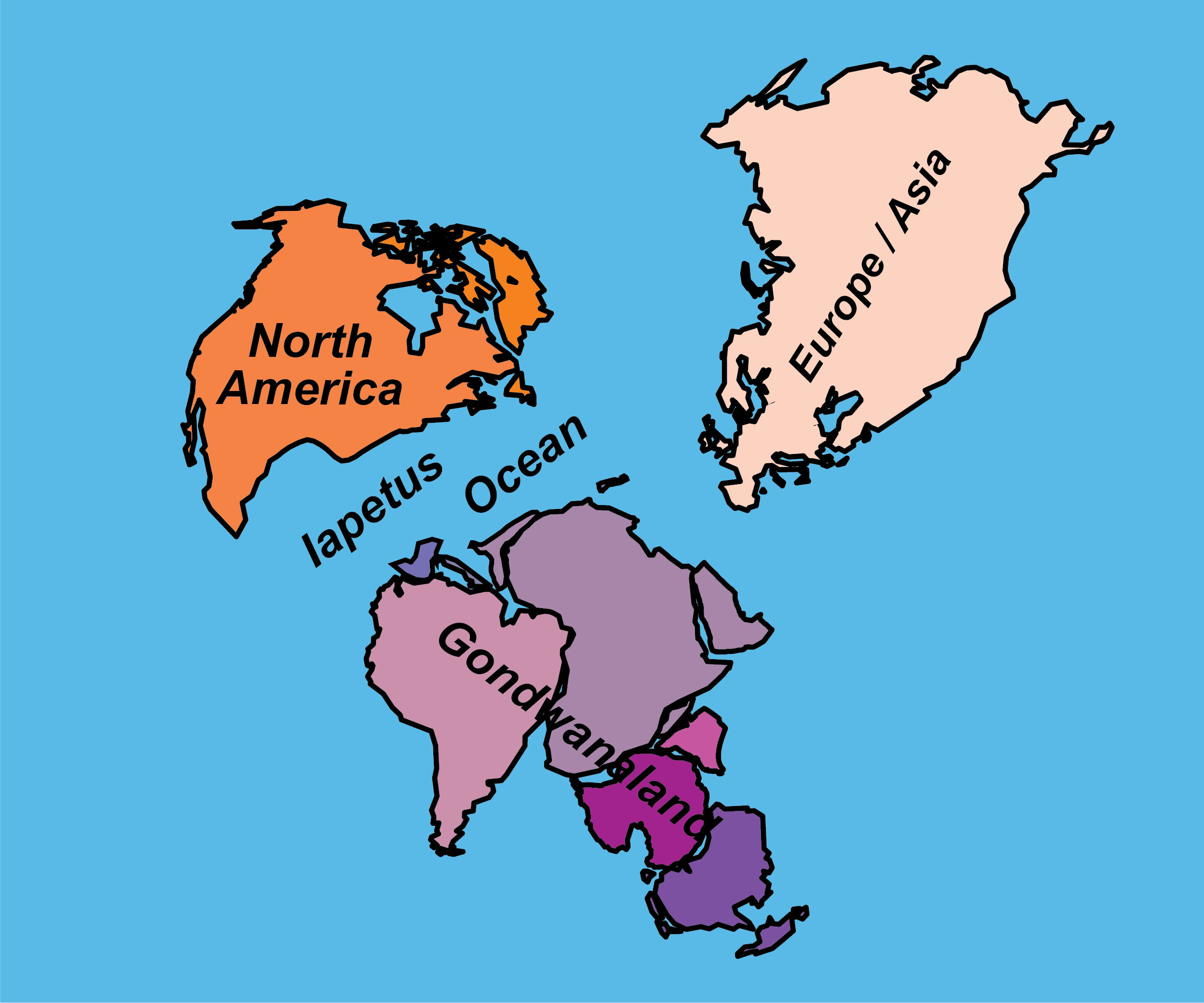 map of the world showing location of continents 500 million years ago