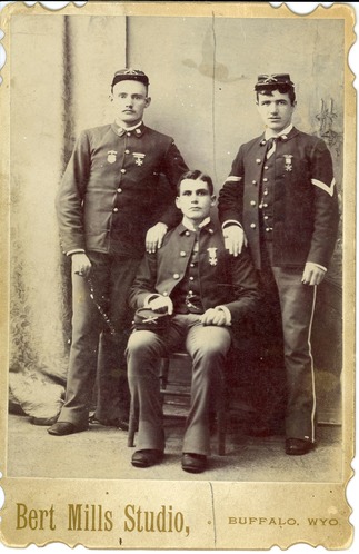 Fred Borgan, J Palmetir, and A. J. Trodick of Company A of the 8th U.S. Infantry in Military Uniform