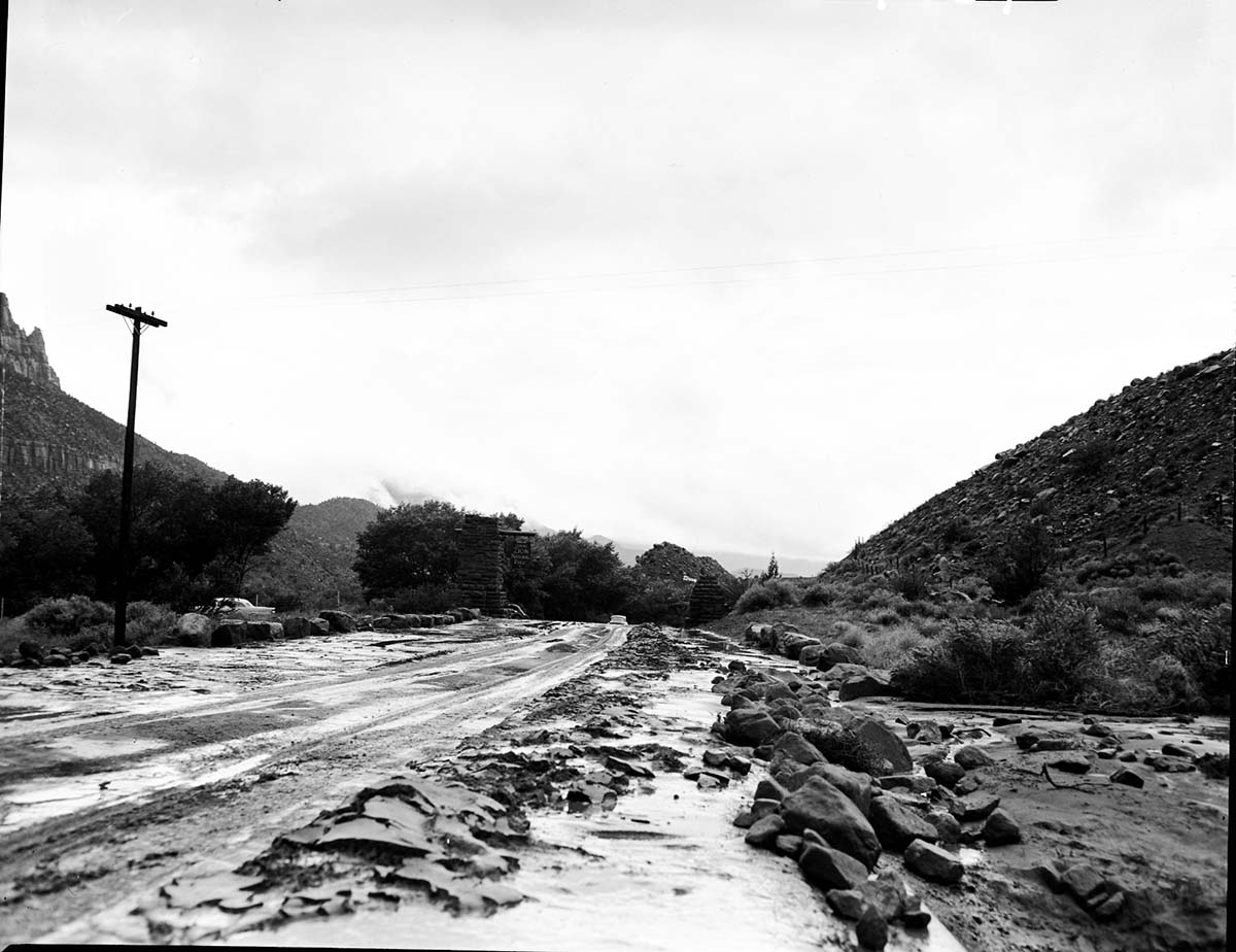 Debris from flood at South Entrance.