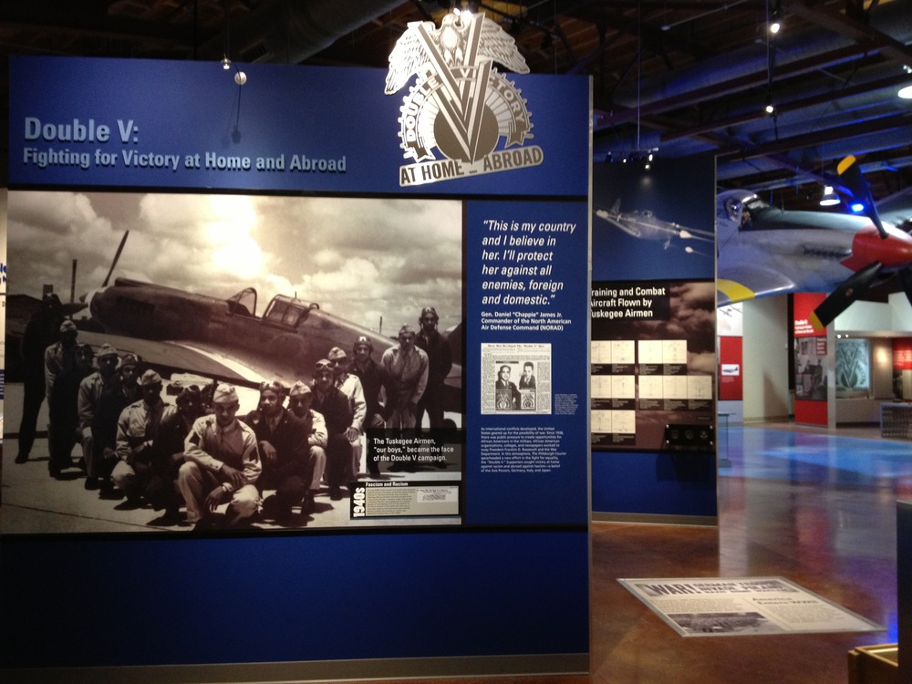 Exhibits showing the fight Tuskegee Airmen faced at home and abroad