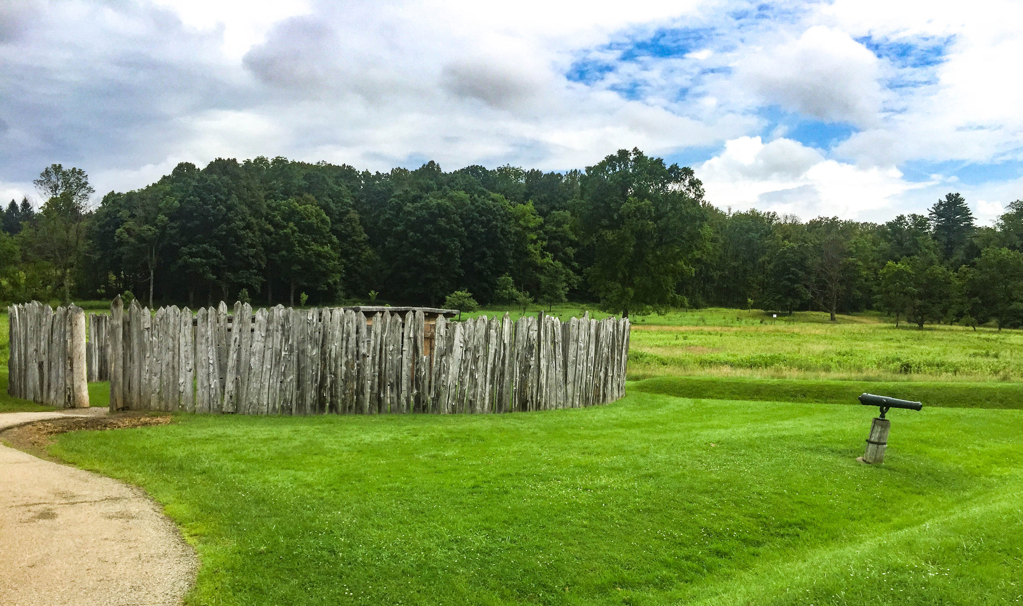 Small wooden fort in a field