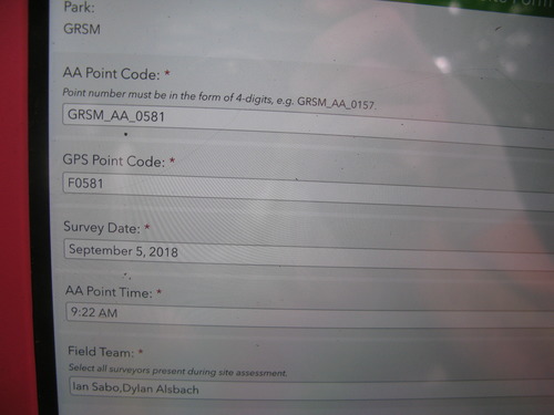GRSM Accuracy Assessment. Plot Code: GRSM_AA_0581_1