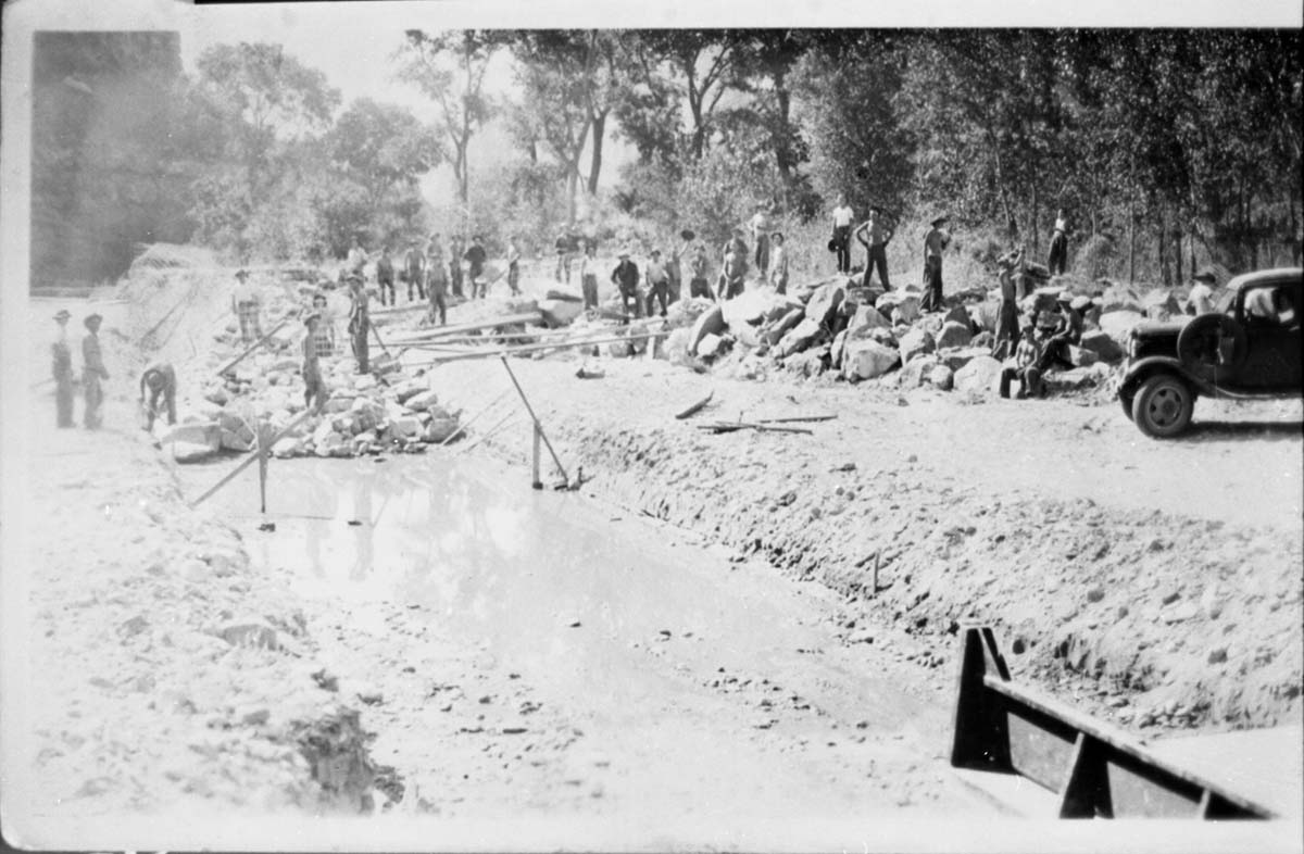 BW Photos of photo of Civilian Conservation Corps (CCC) crews working at tasks. - 35mm.