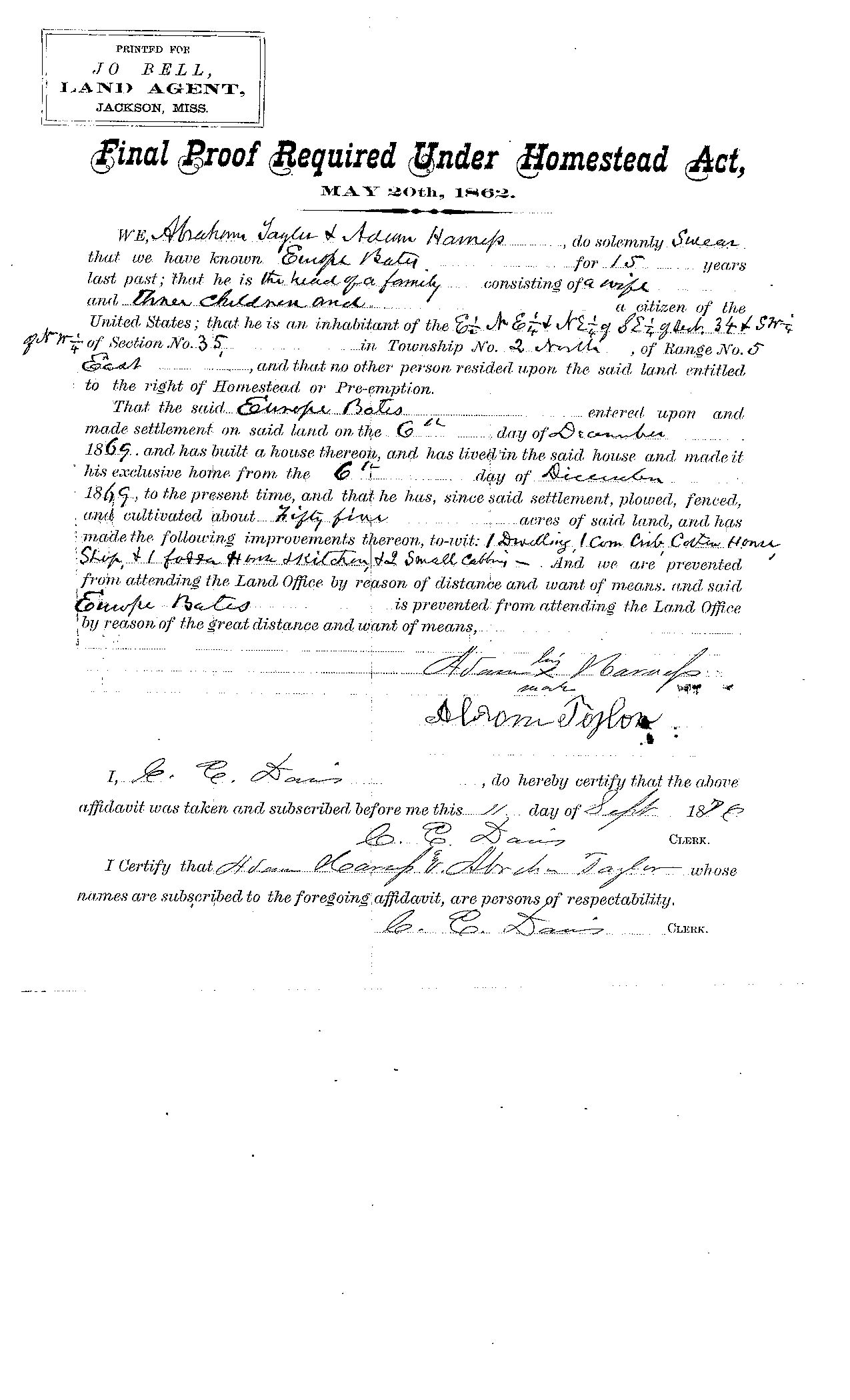 Scanned image of form. See description for text.