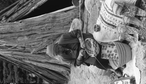 Weaving basket in Indian Garden
