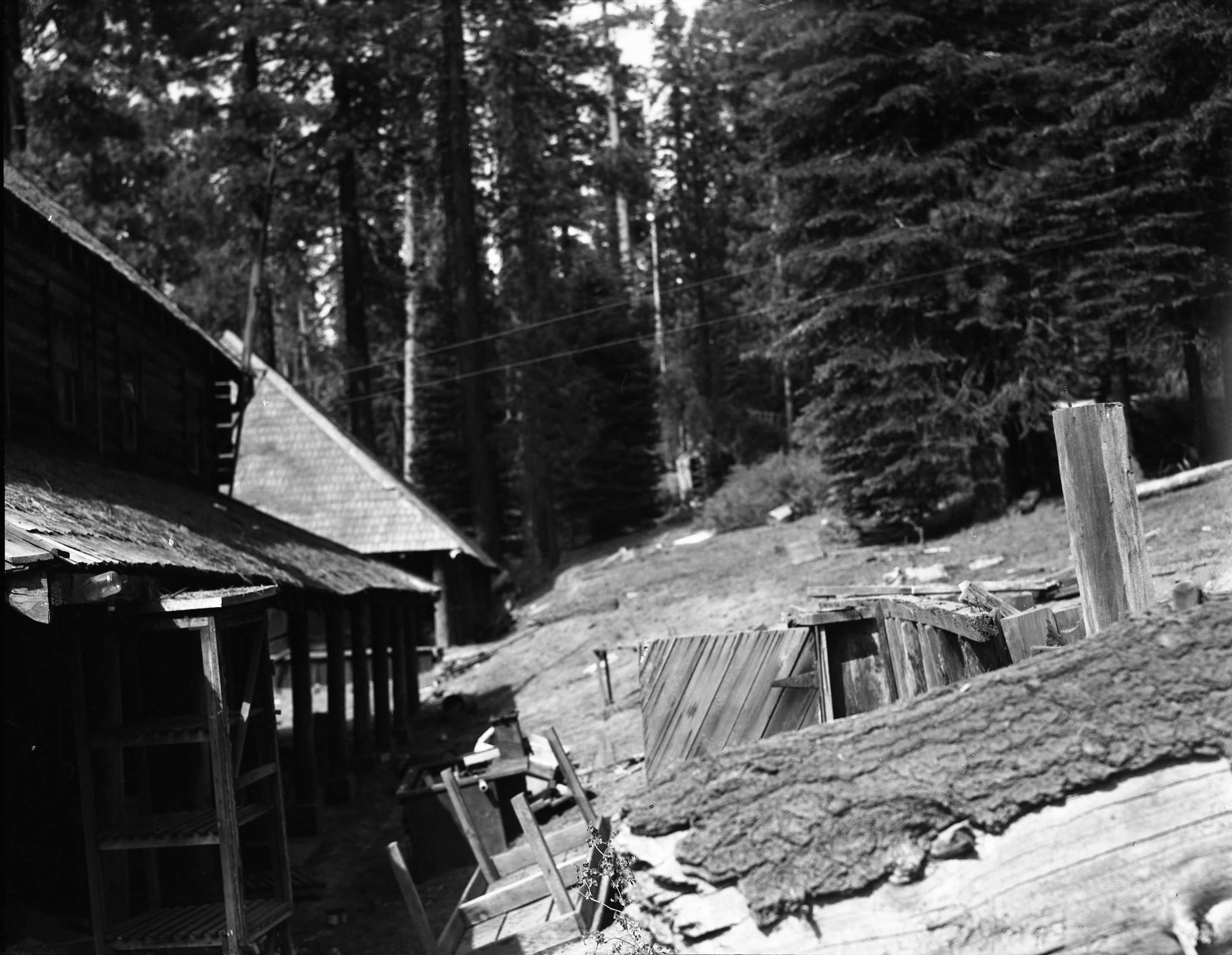 Debris in back of Aspen Valley Lodge, Yosemite National Park.
