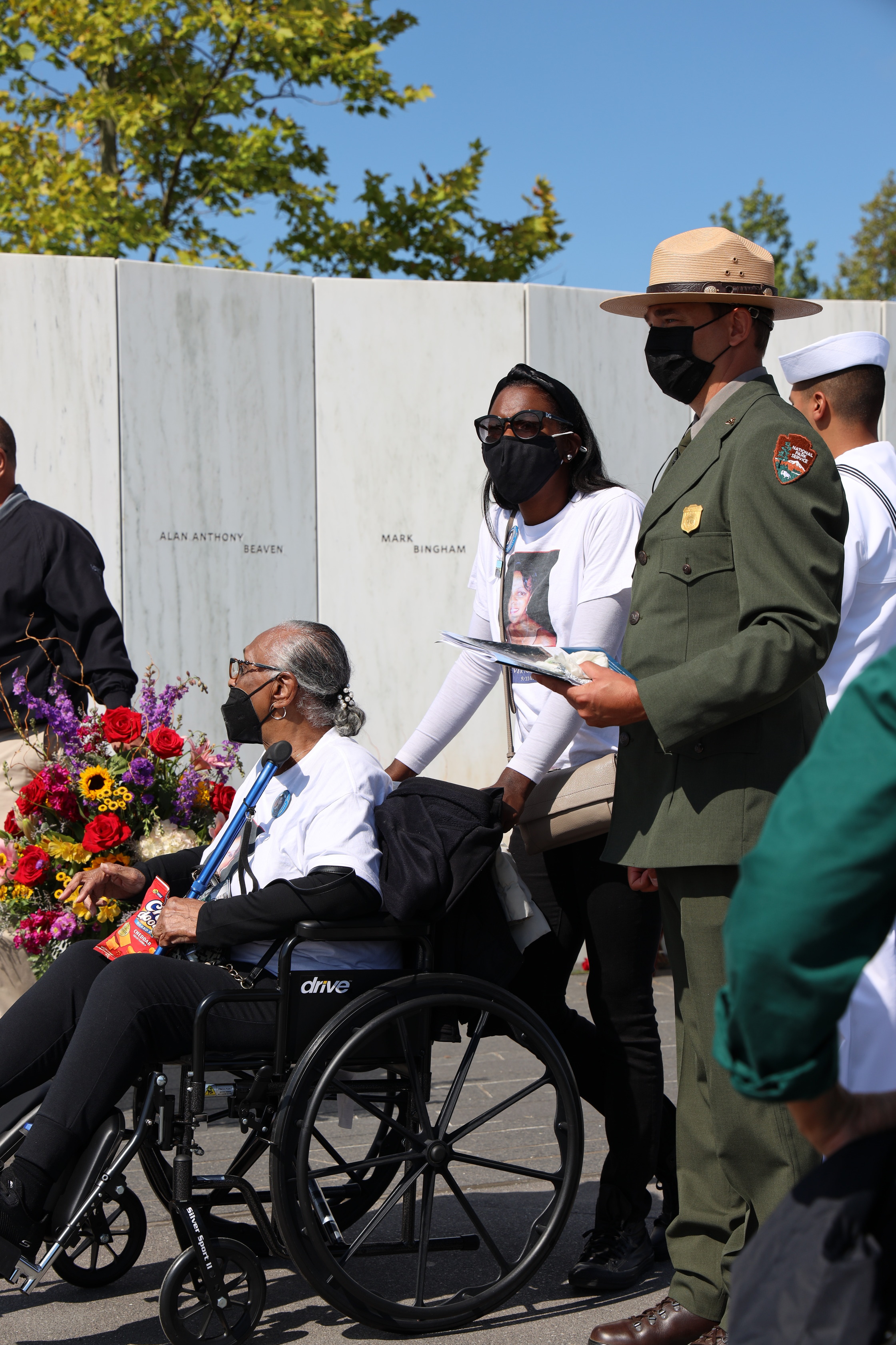 Ranger Adam Shaffer stands with family members during the wreath laying.
