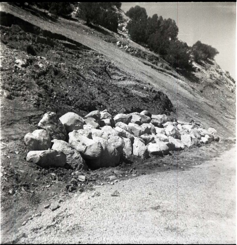 BW photos of rock slides in Kolob Canyons - 2x2.