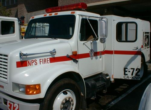 Fire engines at Ash Mountain Headquarters Fire Station, Sequoia and Kings Canyon National Parks, May 2002