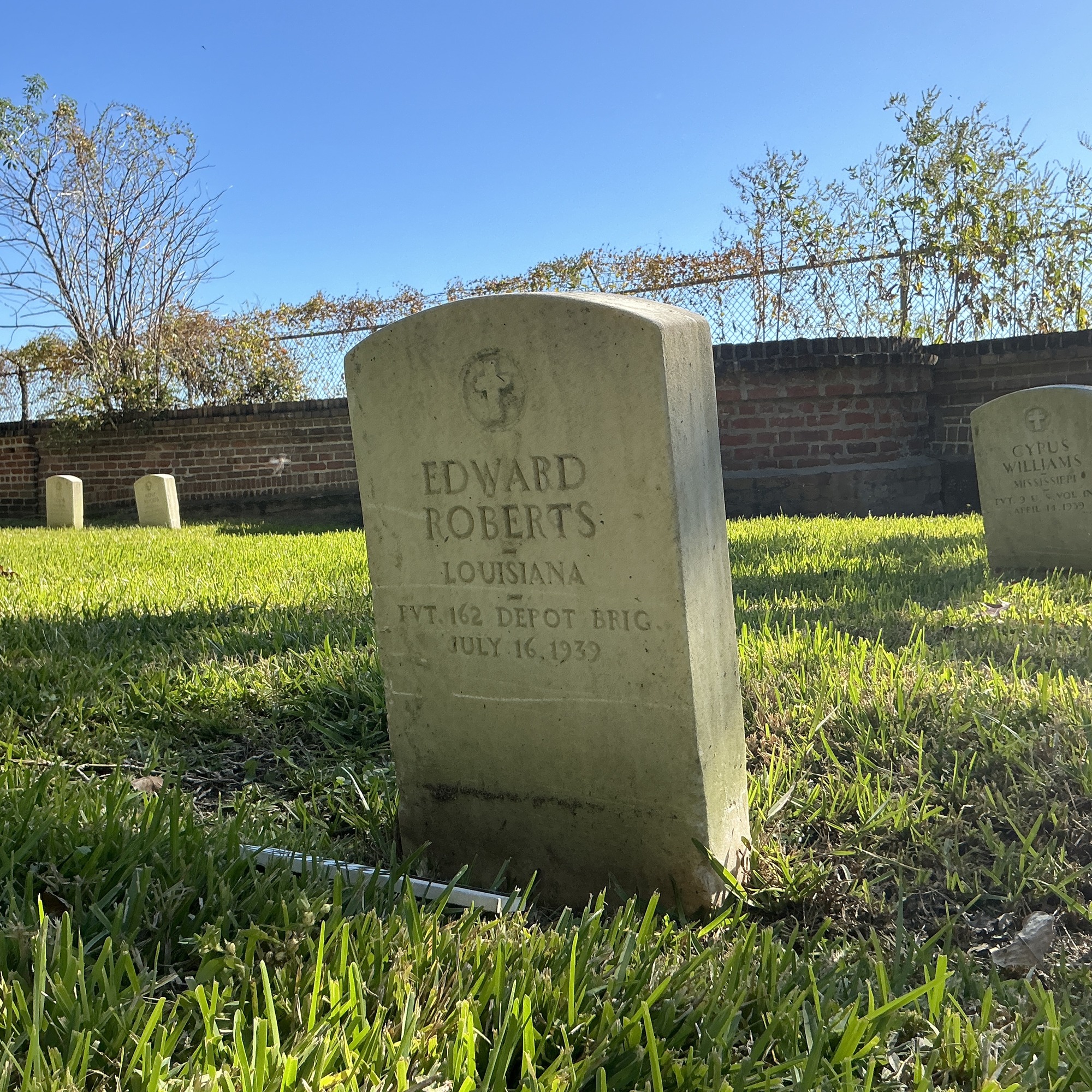 Extra image of upright marble headstone with flat face.