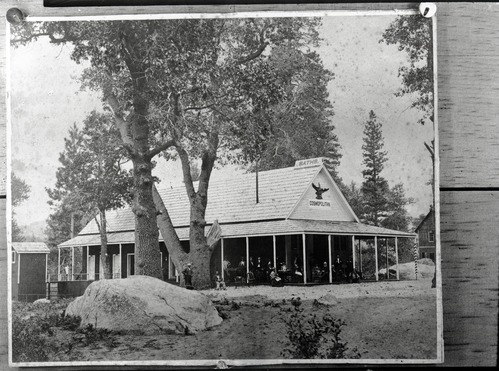 Cosmopolitan House Bath House & Saloon in the early 1870s. Copied from an old photograph