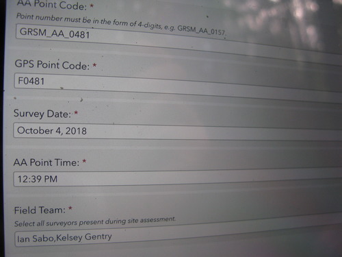 GRSM Accuracy Assessment. Plot Code: GRSM_AA_0481_1