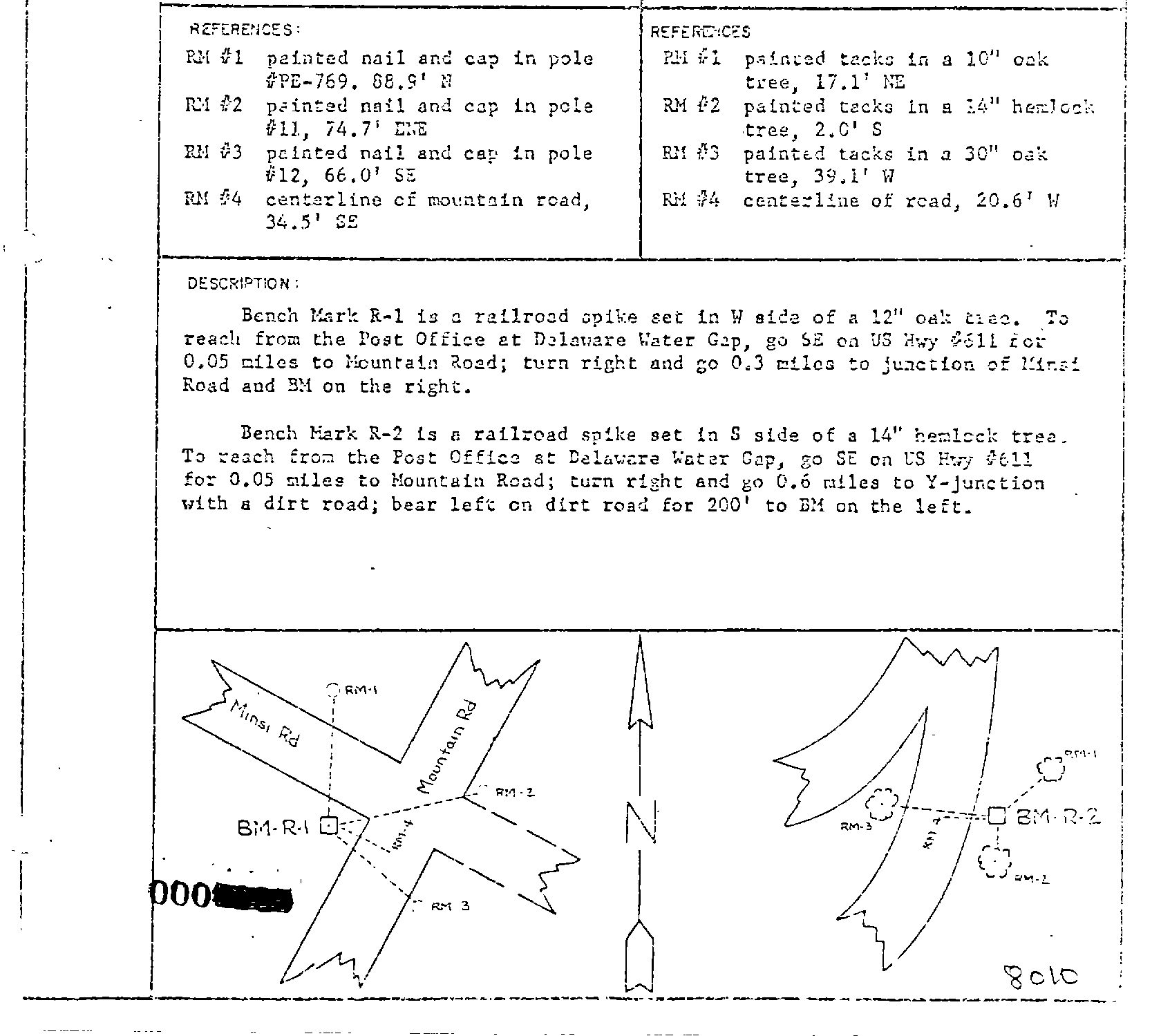 00008010 Monumentation Sketch of BM R-2 in Delaware Water Gap National Recreation Area, 1967
