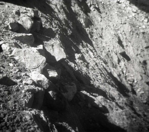 BW photos of rock slides in Kolob Canyons - 110mm.