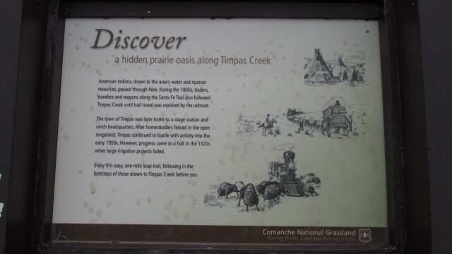 "Discover" wayside at Timpas Picnic Area