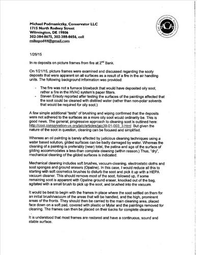 2nd Bank Museum Collections Recovery -- Conservators' assessments