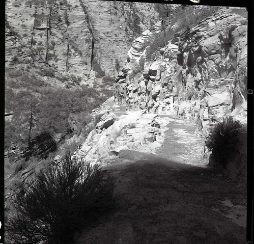 East Rim Trail reconstruction, lower part resurfacing with cement and sand.