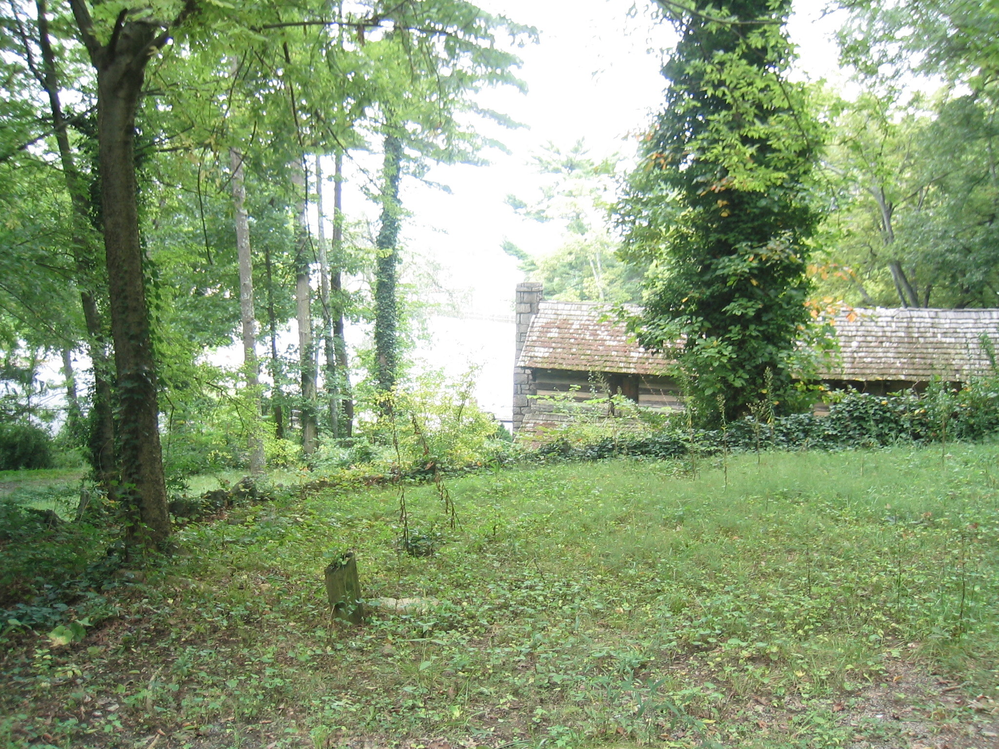A view from the grassy hillside above the Chief John Ross House and Park in Rossville, Georgia