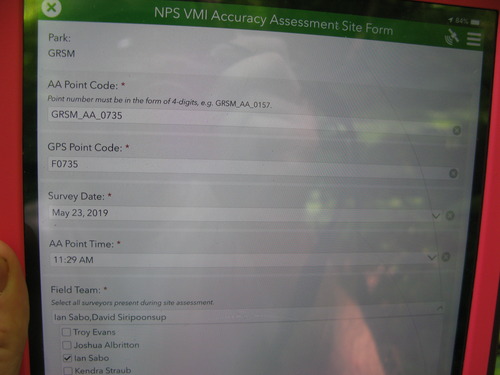 GRSM Accuracy Assessment. Plot Code: GRSM_AA_0735_1