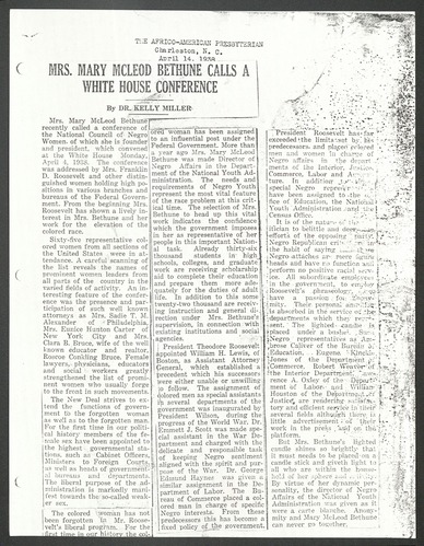 Clipping of the Conference on the Participation of Negro Women and Children in Federal Programs, April 4, 1938