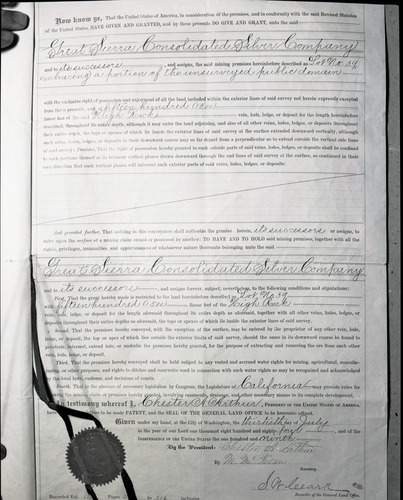 Document pertaining to the Tioga Mines. Originals in the Yosemite collection. See also RL-13,130-13,145