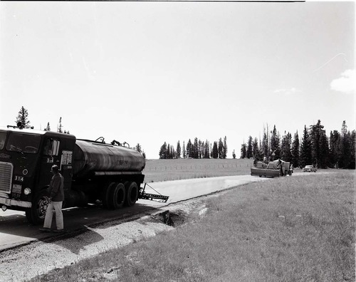 BW Photos of road repairs at Cedar Breaks. Large Format.